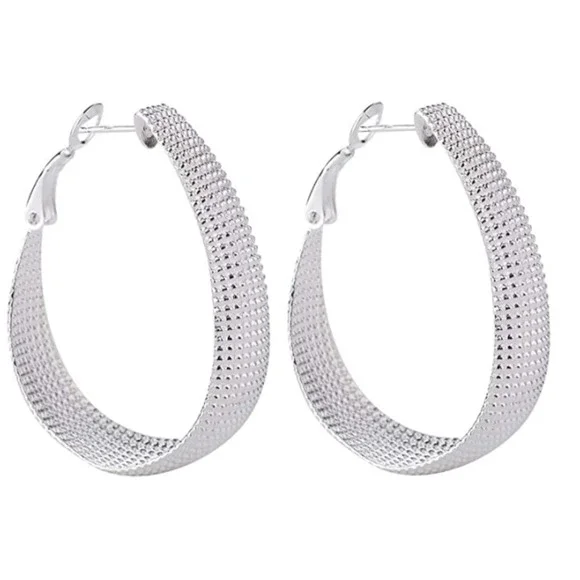 925 Sterling Silver Fashion Classic Big Hoop Drop Dangle Earrings Jewelry Gift - Picture 5 of 5